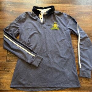 Fredd Marshall Mens Gray Long Sleeve Rugby Polo Shirt Embroidered Crest Small
